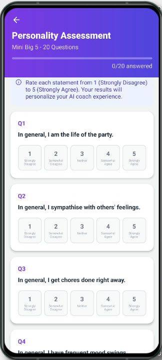 Assessment onboarding screen