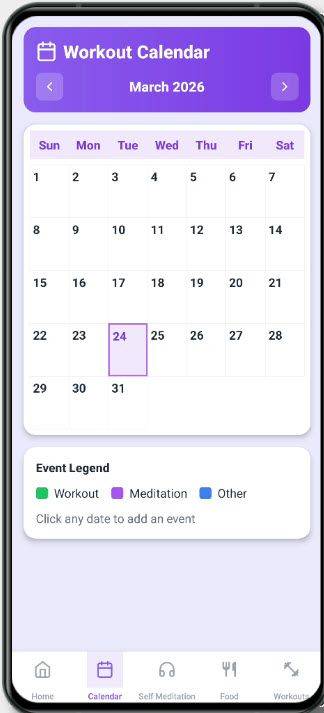 Workout calendar screen