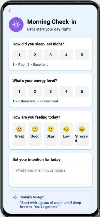 Morning check-in screen