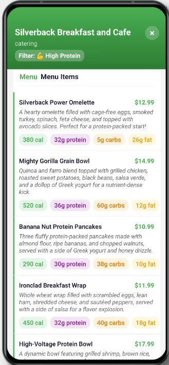 Nutrition hub screen