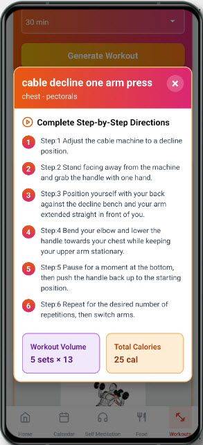 Exercise details screen